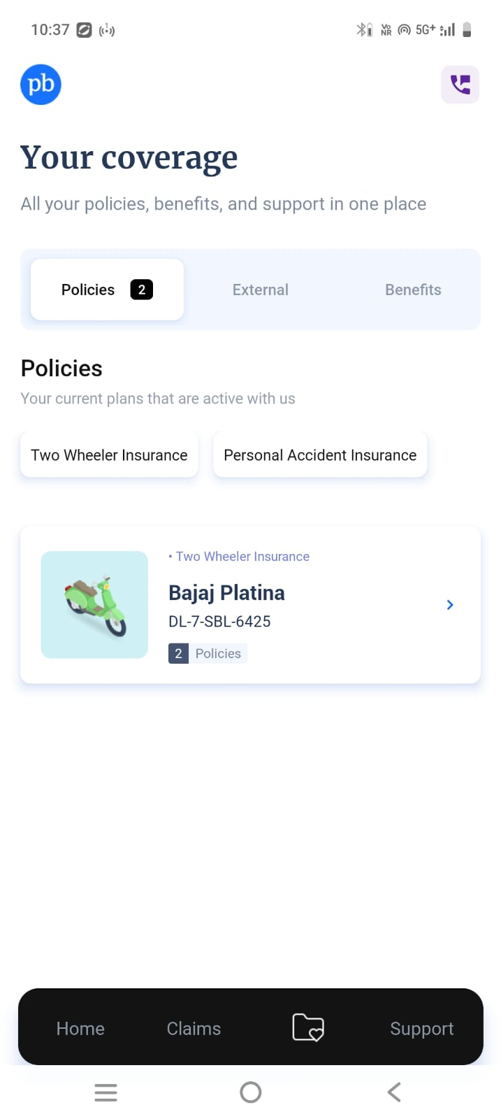 Select policy card