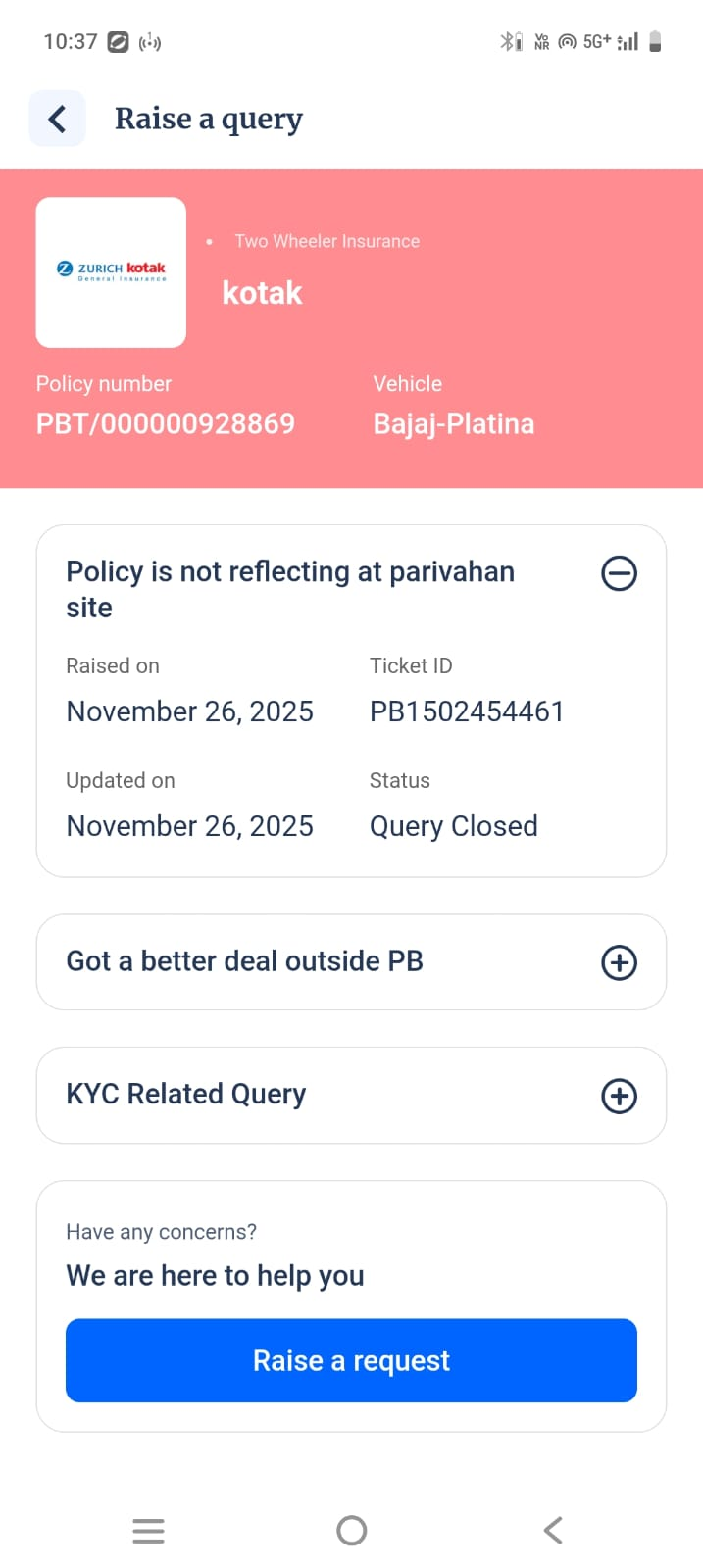Tap Raise a Request